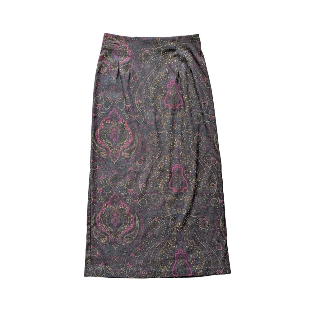 Vintage Jaclyn Smith Pencil Maxi Skirt Womens 8 Brown Floral Fairy Forest Boho
